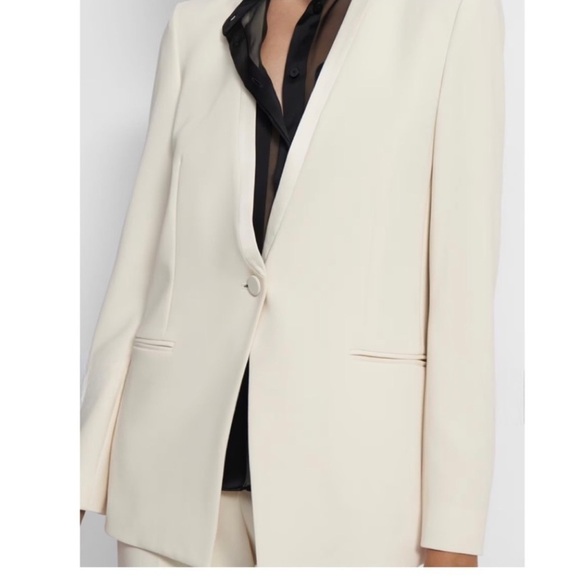 THEORY Admiral Crepe Clean Cut Tuxedo Tux One Button Jacket Fitted Blazer Size 6 - Picture 3 of 10